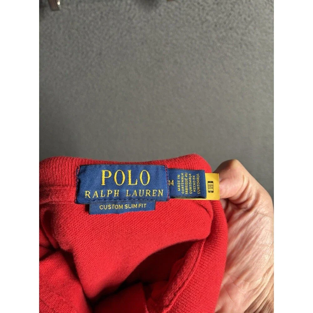 Polo Ralph Lauren Men Custom Slim Fit Polo Shirt Big Pony Logo Medium Red S/S